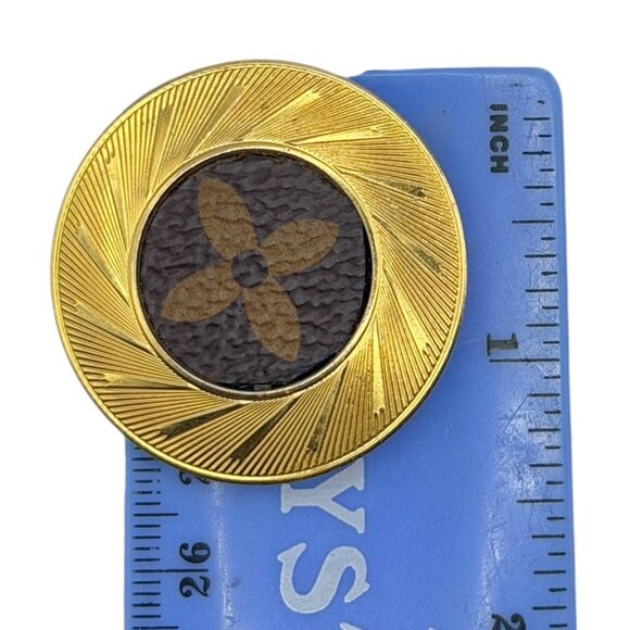 Custom Made Lieba USA Gold-Tone Scarf Ring Upcycled W/ Luxury Bag Canvas Accent - Picture 3 of 11